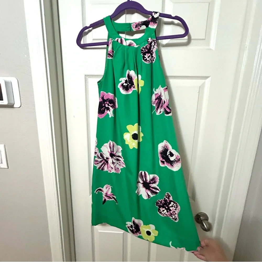 J. CREW GREEN FLORAL MINI DRESS Size 4 - Picture 4 of 11